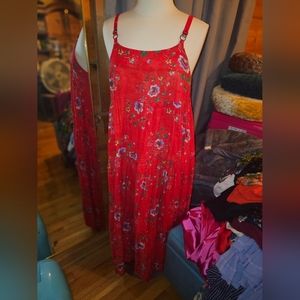 Maxi Red Floral Dress, Size XL
